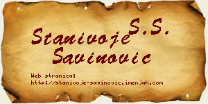 Stanivoje Savinović vizit kartica
